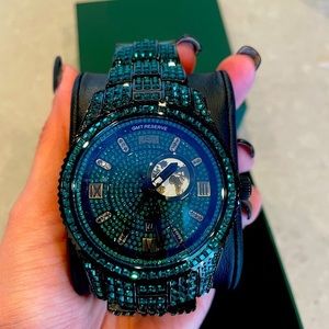 JBW Reserve Green stone Black Diamond Watch